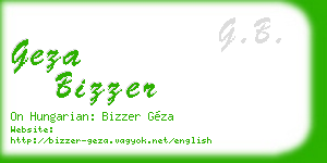geza bizzer business card